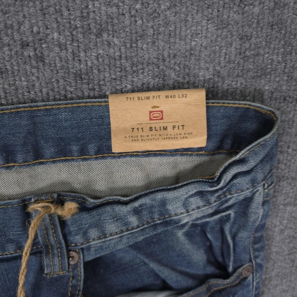 Ecko Unltd Jeans Mens 40x32 Blue 711 Slim Fit Tapered Stretch Denim Casual